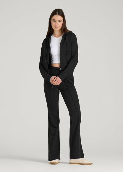 Flex Ponte Flare Pants with Drawcord for Tall Women in Black
