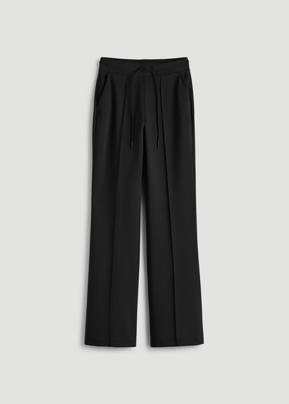 Flex Ponte Flare Pants with Drawcord for Tall Women in Black