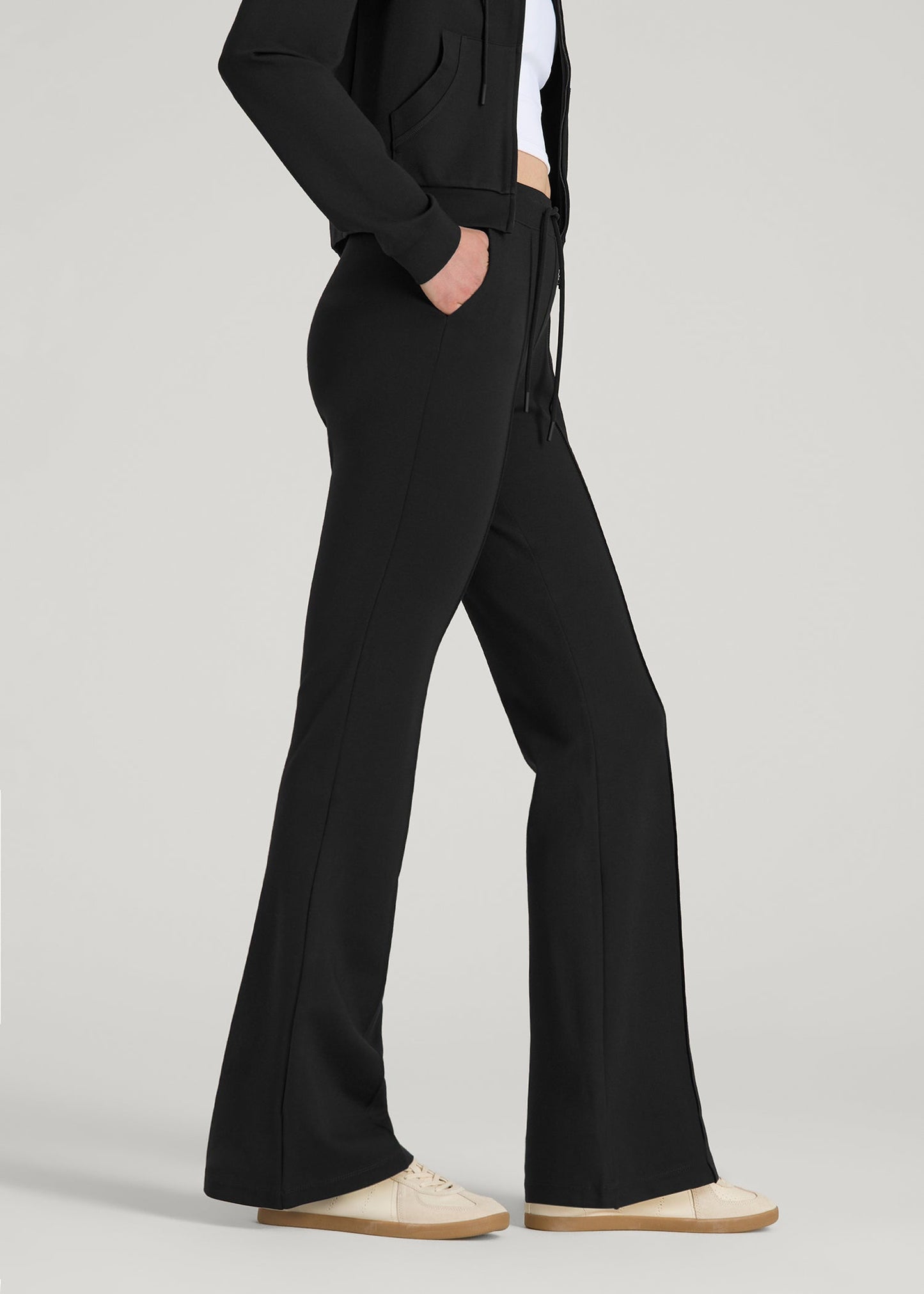 Flex Ponte Flare Pants with Drawcord for Tall Women in Black