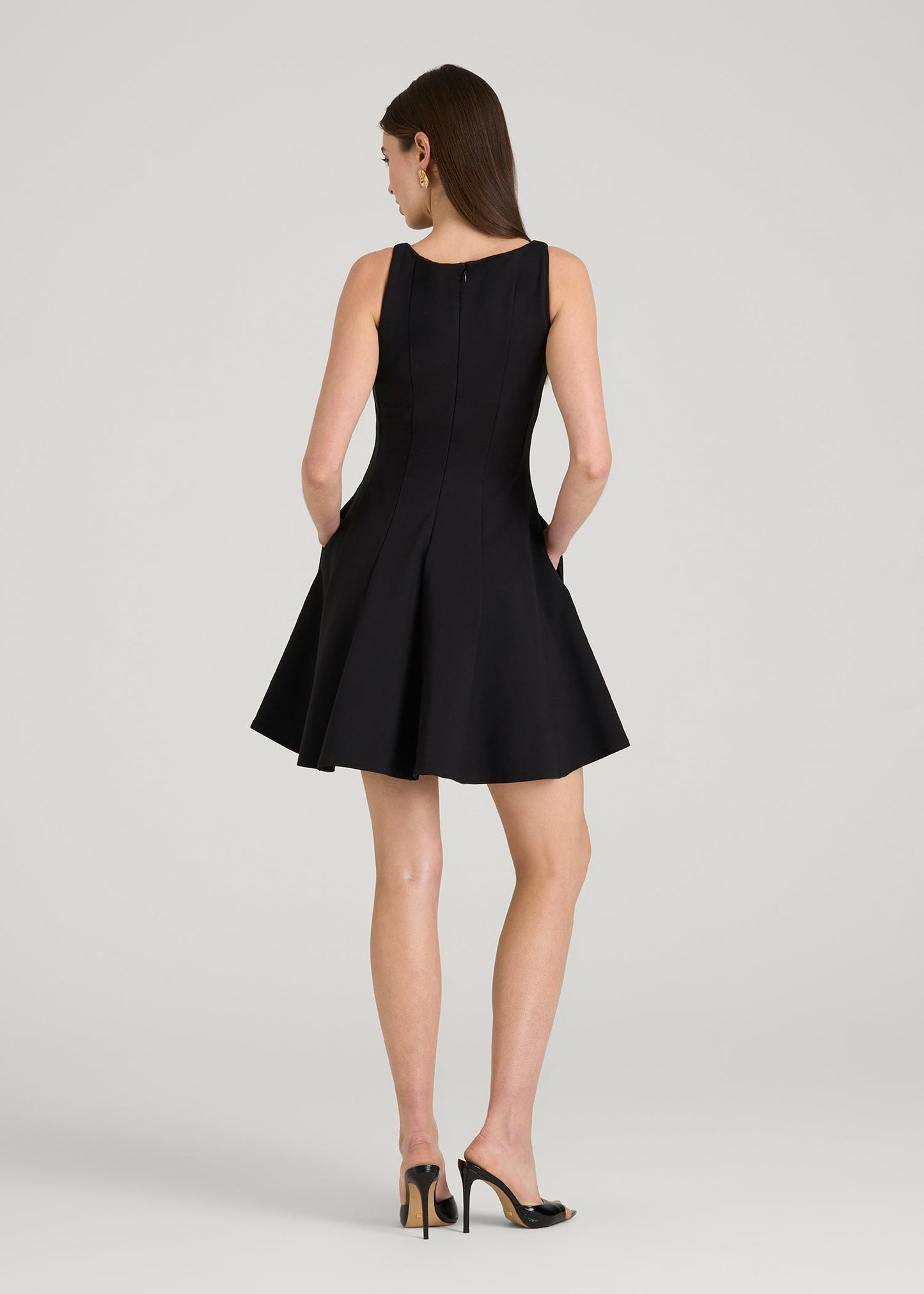 Flex Ponte Mini Babydoll Dress for Tall Women in Black
