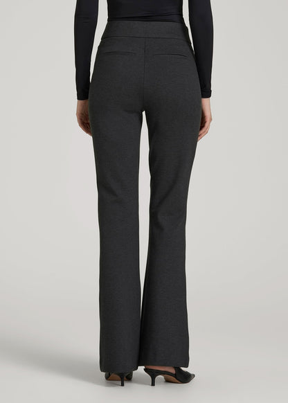 Flex Ponte Pull On Flare Pants for Tall Women in Dark Charcoal Heather