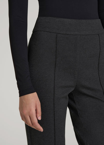 Flex Ponte Pull On Flare Pants for Tall Women in Dark Charcoal Heather