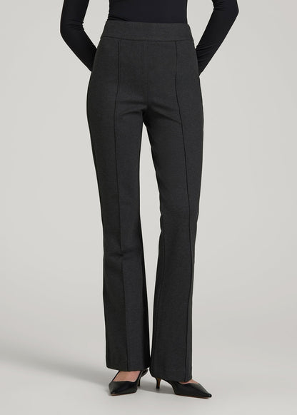 Flex Ponte Pull On Flare Pants for Tall Women in Dark Charcoal Heather
