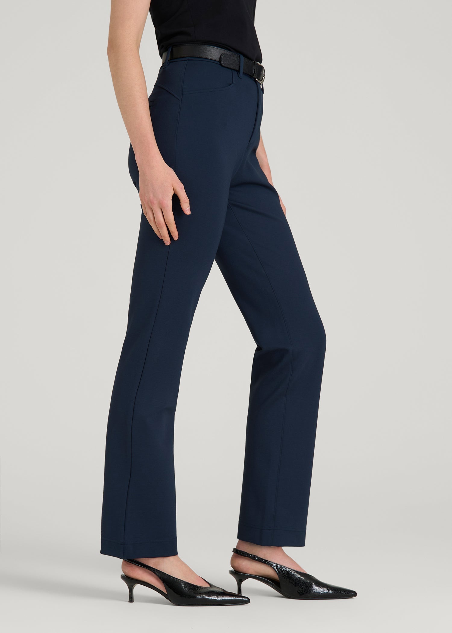 Flex Ponte Straight Leg Pants for Tall Women in Navy