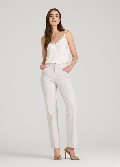 Flex Ponte Straight Leg Pants for Tall Women in White Sand