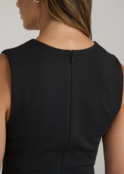 Flex Ponte Wide-Leg V-Neck Jumpsuit for Tall Women in Black