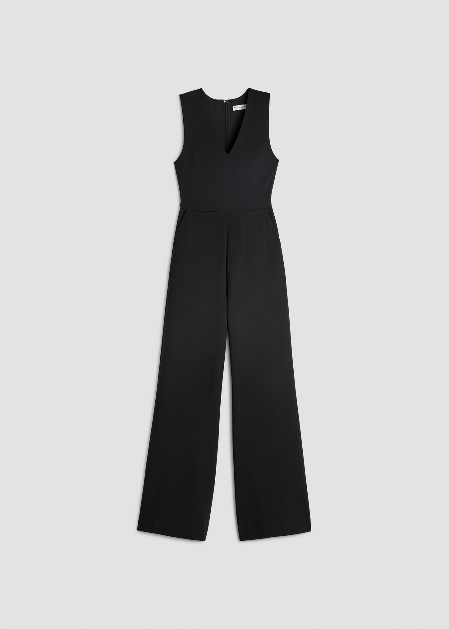 Flex Ponte Wide-Leg V-Neck Jumpsuit for Tall Women in Black