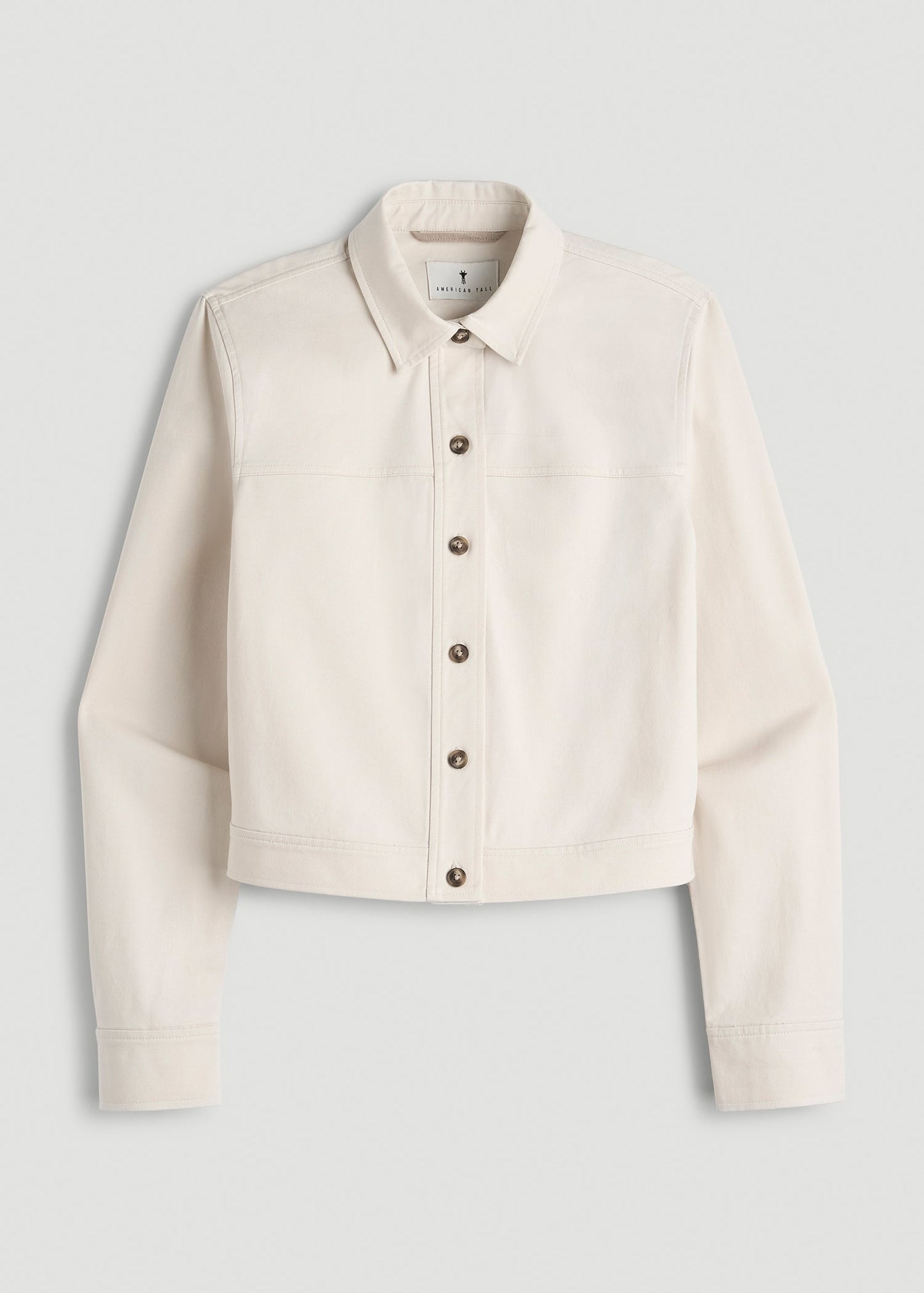 Stretch Commuter Military Cropped Cargo Jacket for Tall Women in White Sand
