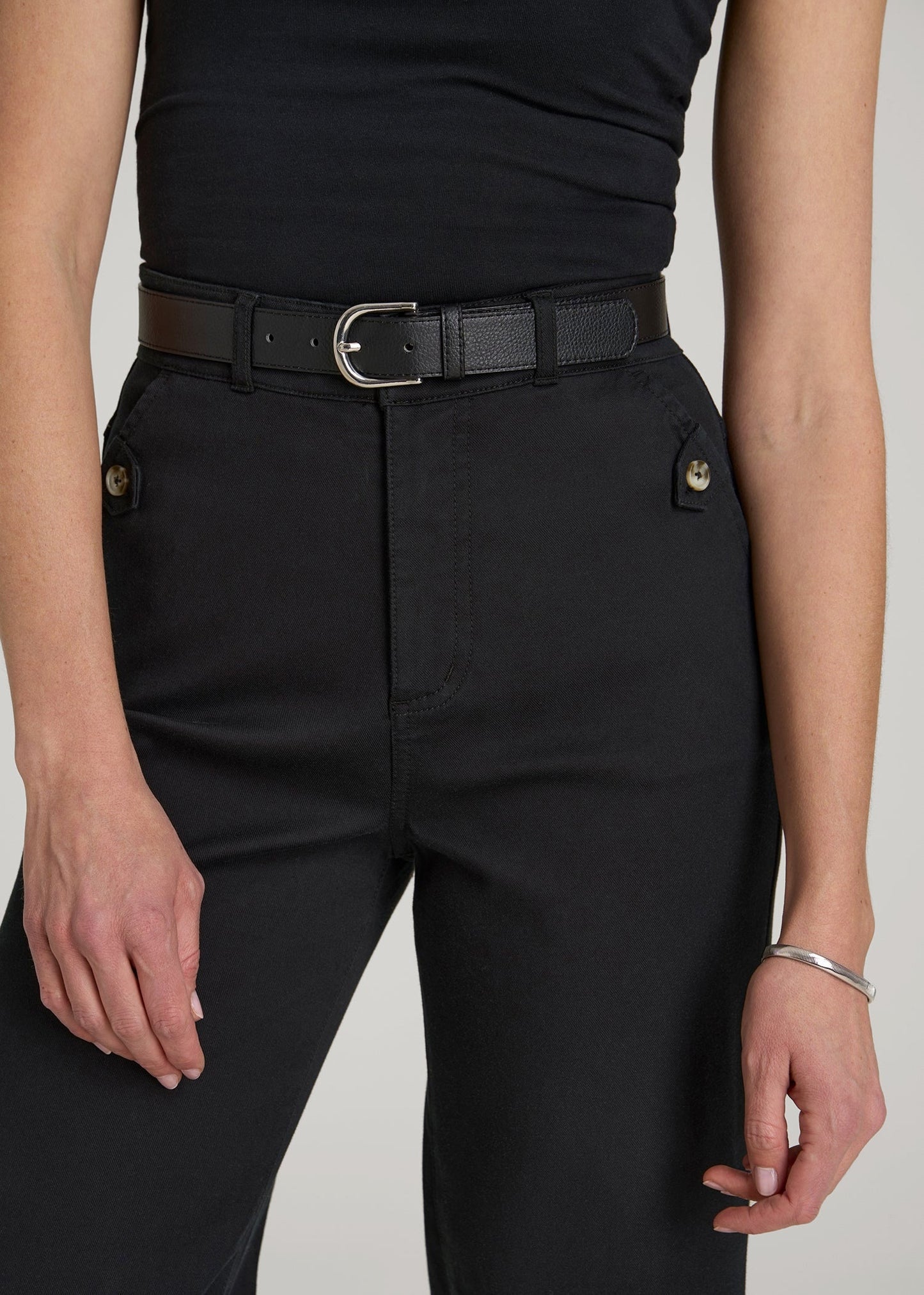 Stretch Twill Wide Leg Pant for Tall Women in Black