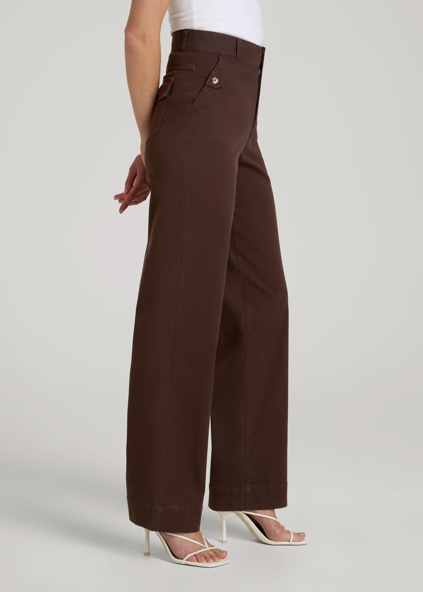 Stretch Twill Wide Leg Pant for Tall Women in Espresso