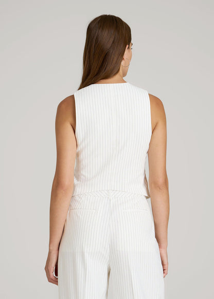 Tailored Vest for Tall Women in Off White Pinstripe