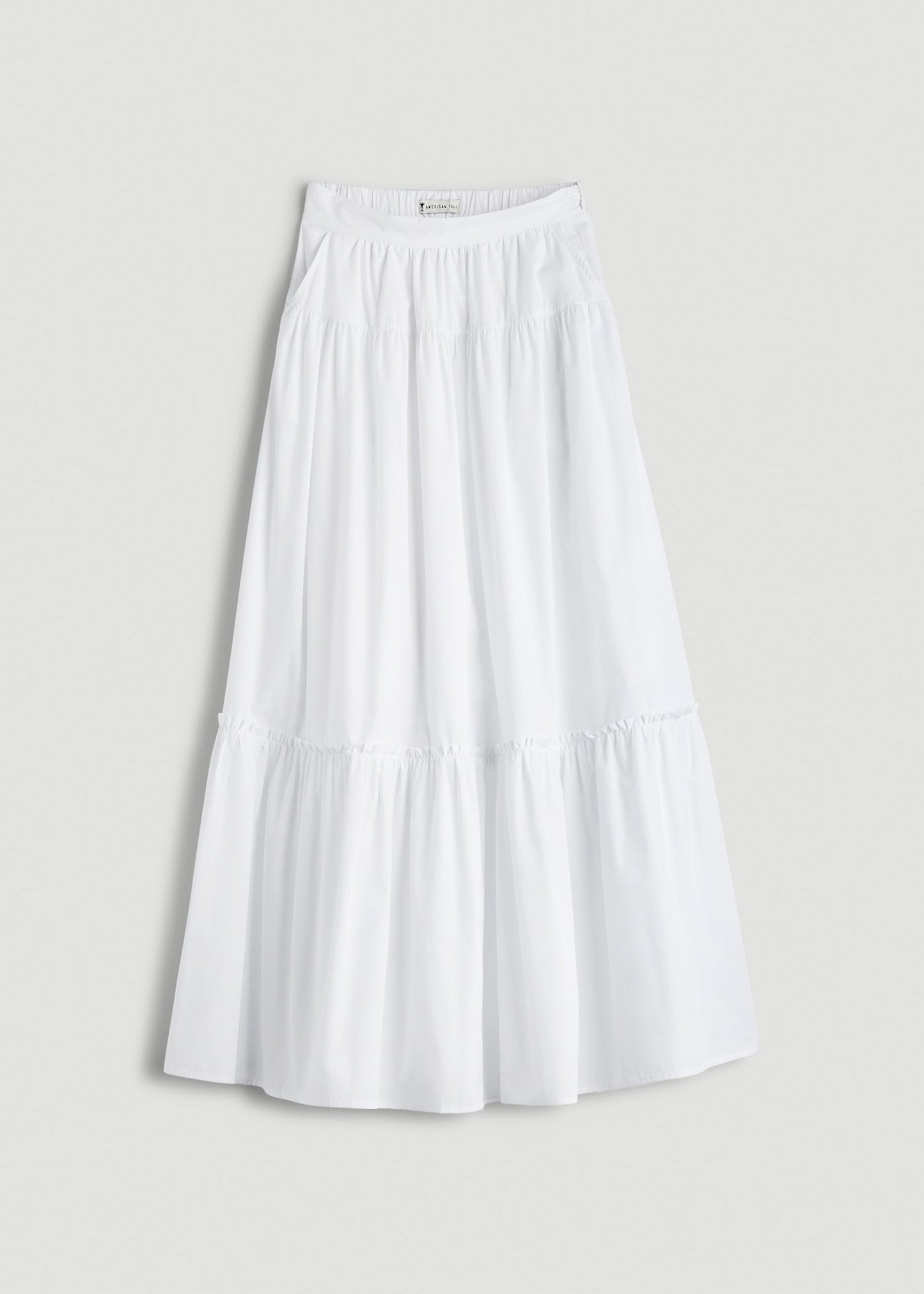 Tiered Cotton Maxi Skirt for Tall Women in White