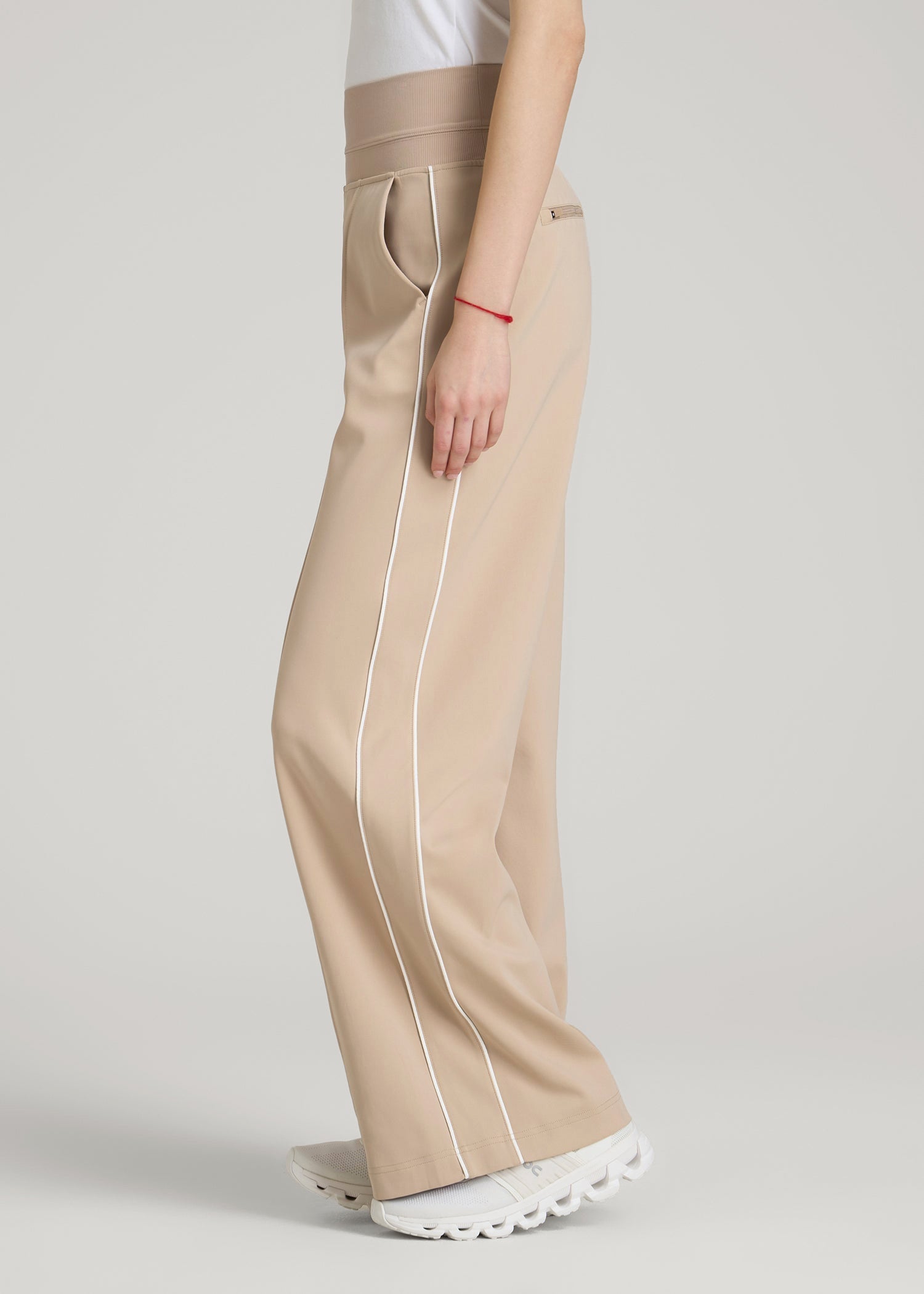 Track Pants with Piping for Tall Women in Clay