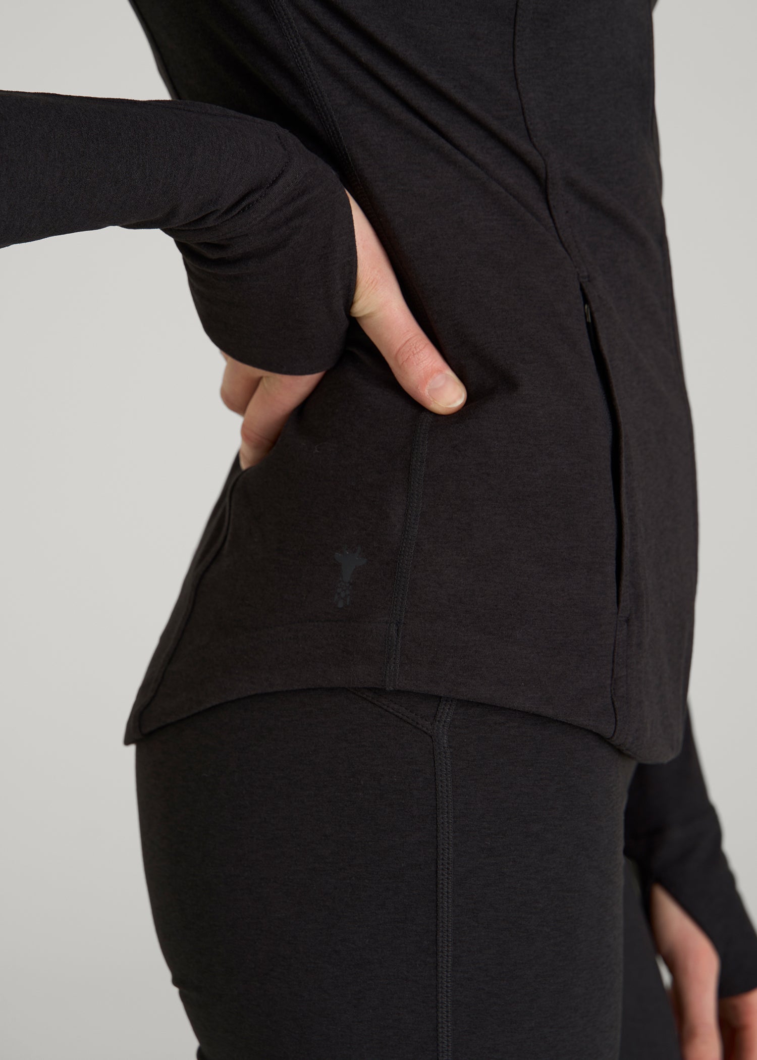 Ultra Soft Athletic Zip Up Jacket for Tall Women in Black Mix