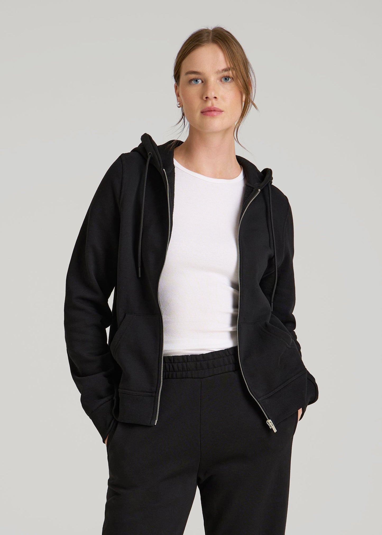 Wearever Fleece Full-Zip Hoodie for Tall Women in Black