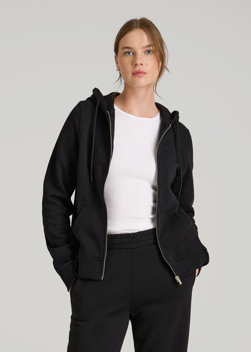 Wearever Fleece Full-Zip Hoodie for Tall Women in Black