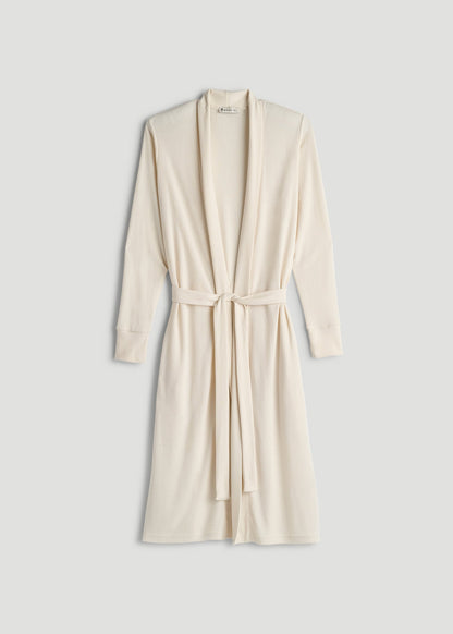 Waffle Lounge Robe for Tall Women in White Alyssum