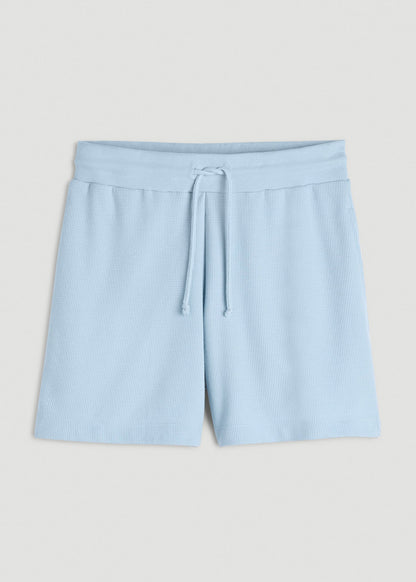 Waffle Sleep Shorts for Tall Women in Ice Blue