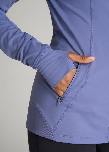 Women's Athletic Zip-Up Jacket for Tall Women in Marlin Blue