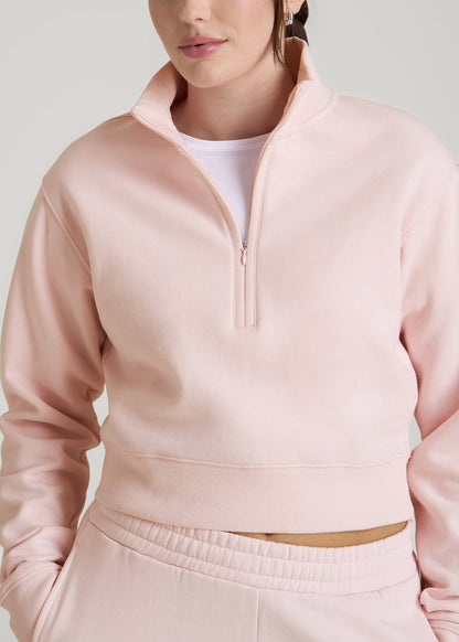 Wearever 2.0 Fleece Half-Zip Cropped Sweatshirt for Tall Women in Barely Pink