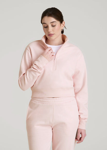 Wearever 2.0 Fleece Half-Zip Cropped Sweatshirt for Tall Women in Barely Pink