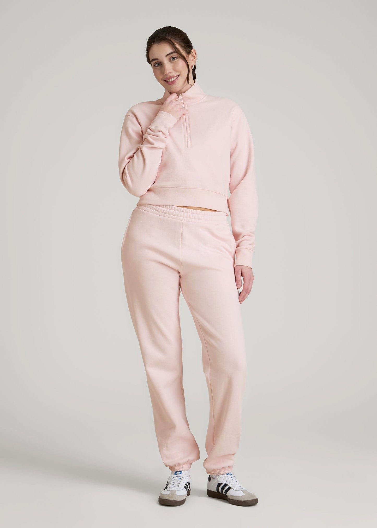 Wearever 2.0 Fleece Half-Zip Cropped Sweatshirt for Tall Women in Barely Pink