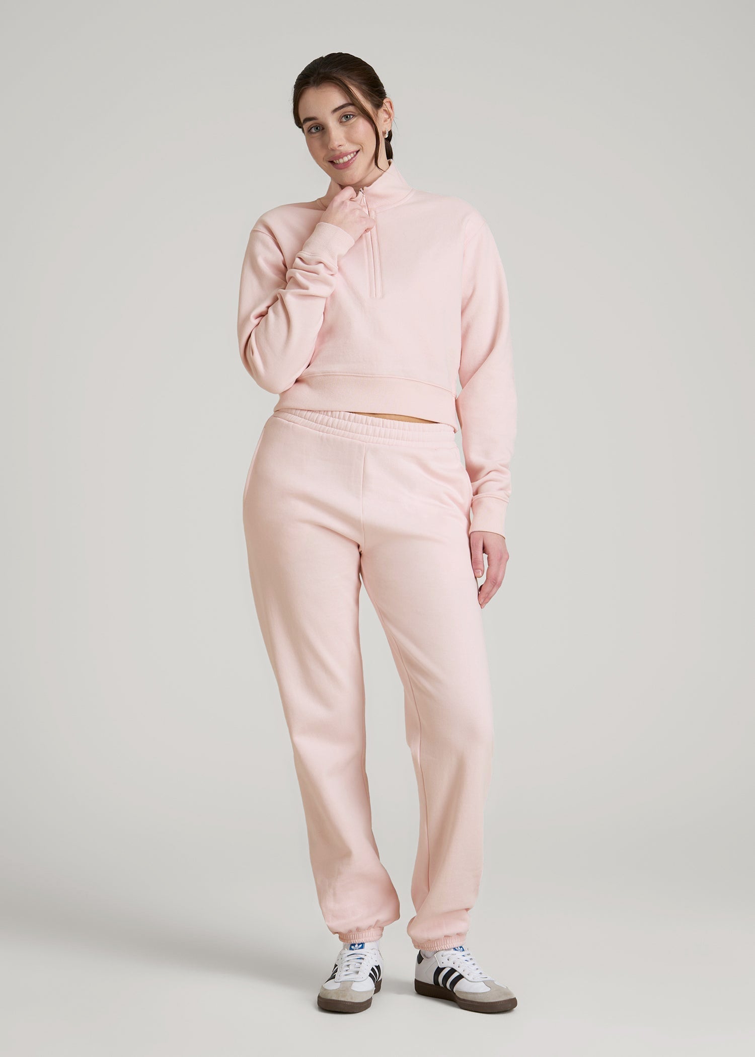 Wearever 2.0 Fleece Half-Zip Cropped Sweatshirt for Tall Women in Barely Pink