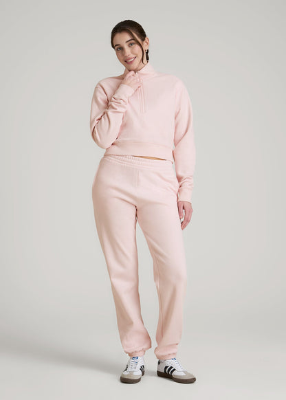 Wearever 2.0 Fleece Half-Zip Cropped Sweatshirt for Tall Women in Barely Pink