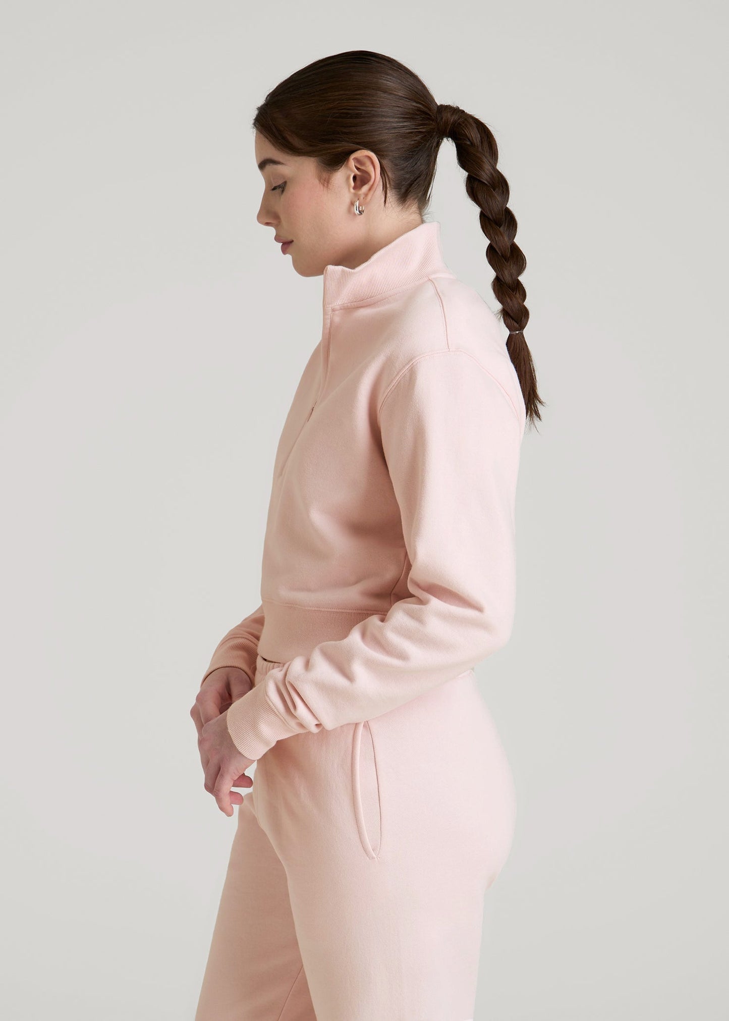 Wearever 2.0 Fleece Half-Zip Cropped Sweatshirt for Tall Women in Barely Pink