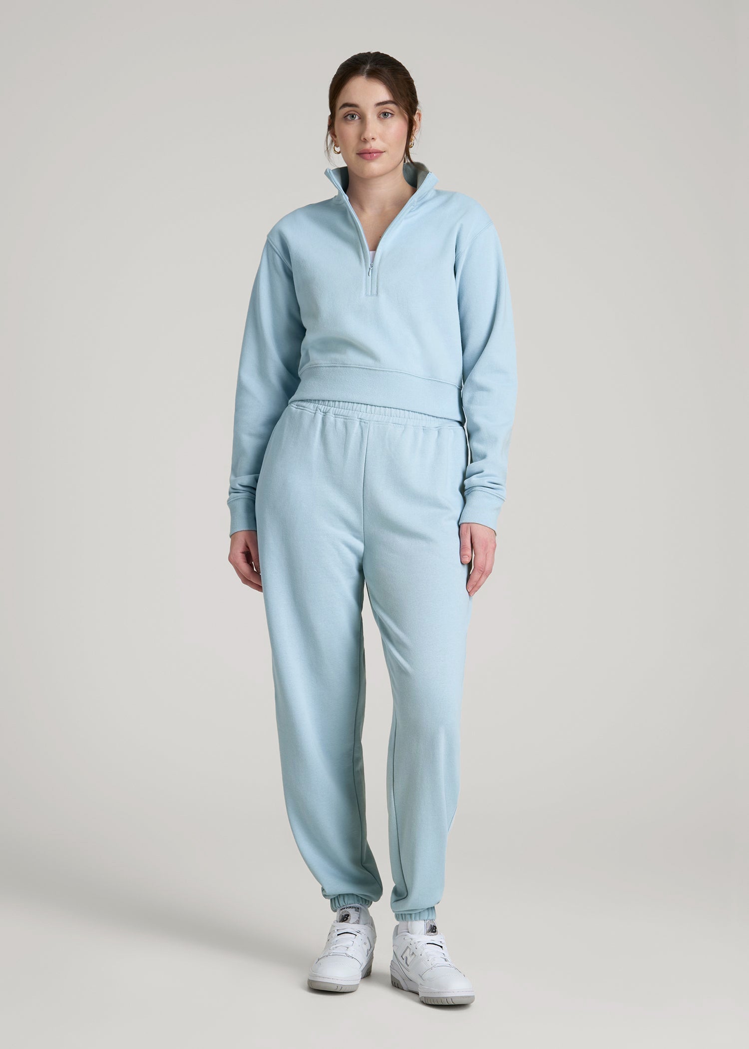 Wearever 2.0 Fleece Half-Zip Cropped Sweatshirt for Tall Women in Ice Blue