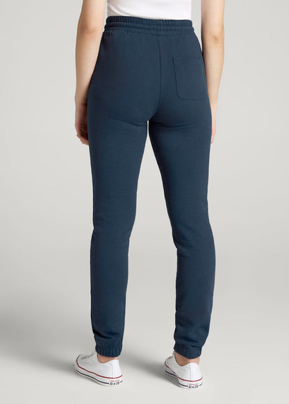 Wearever Fleece Slim Fit High-Waisted Garment Dye Sweatpants for Tall Women in Bright Navy
