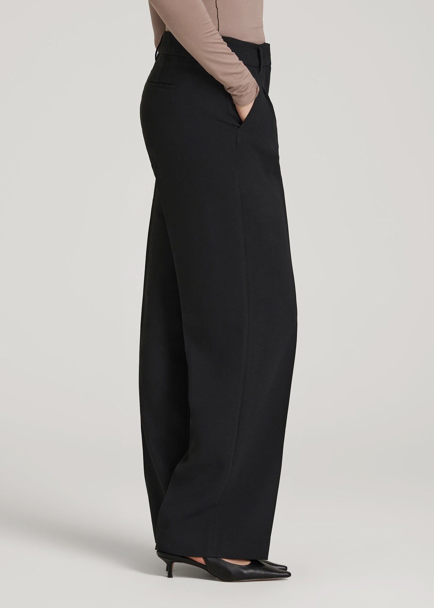 Wide Leg Pleated Dress Pants 2.0 for Tall Women in Black