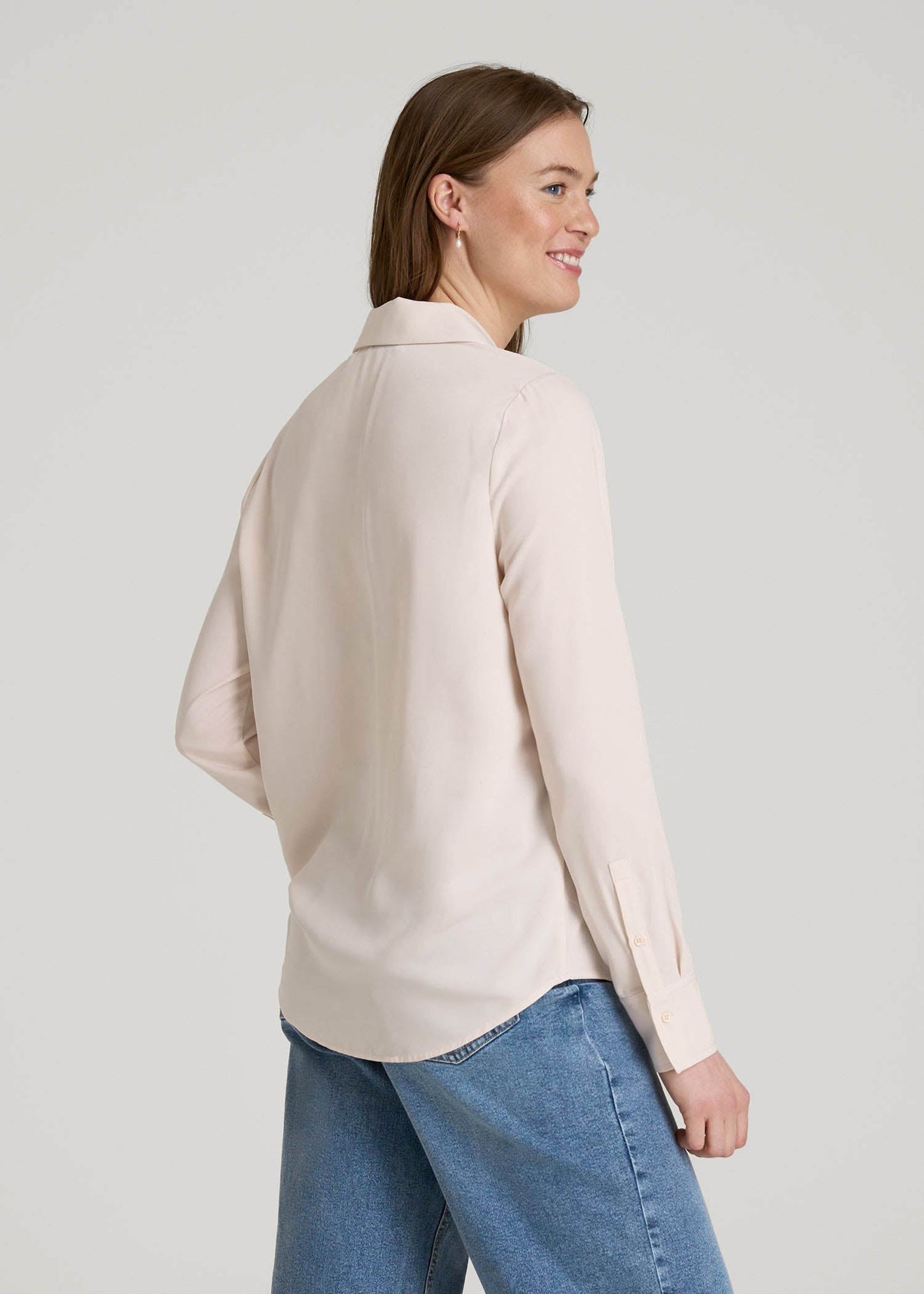 Notch Collar Blouse for Tall Women in Shell