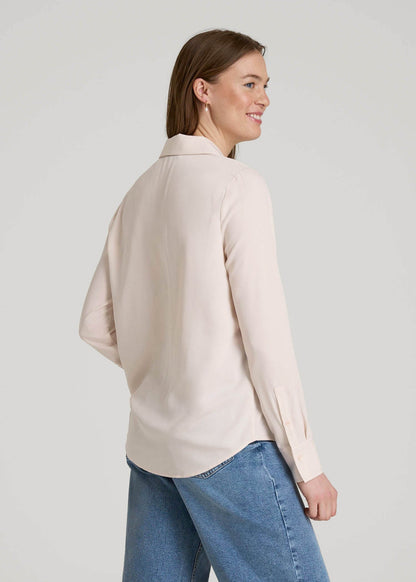 Notch Collar Blouse for Tall Women in Shell
