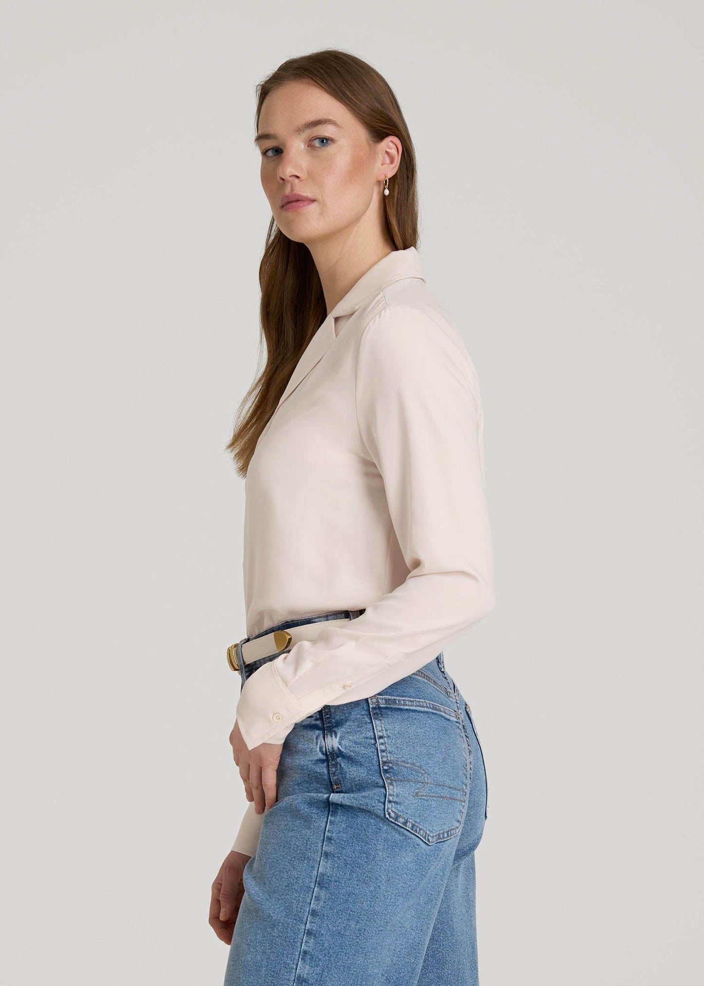 Notch Collar Blouse for Tall Women in Shell