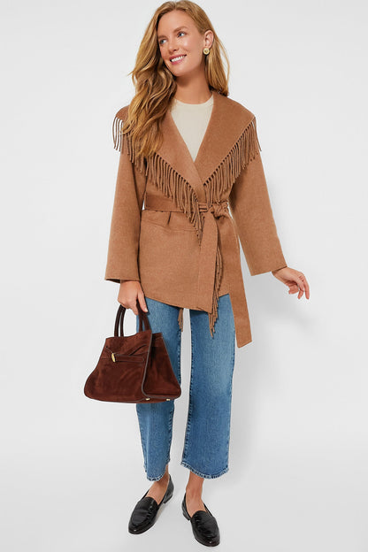 Camel Rowen Fringe Jacket