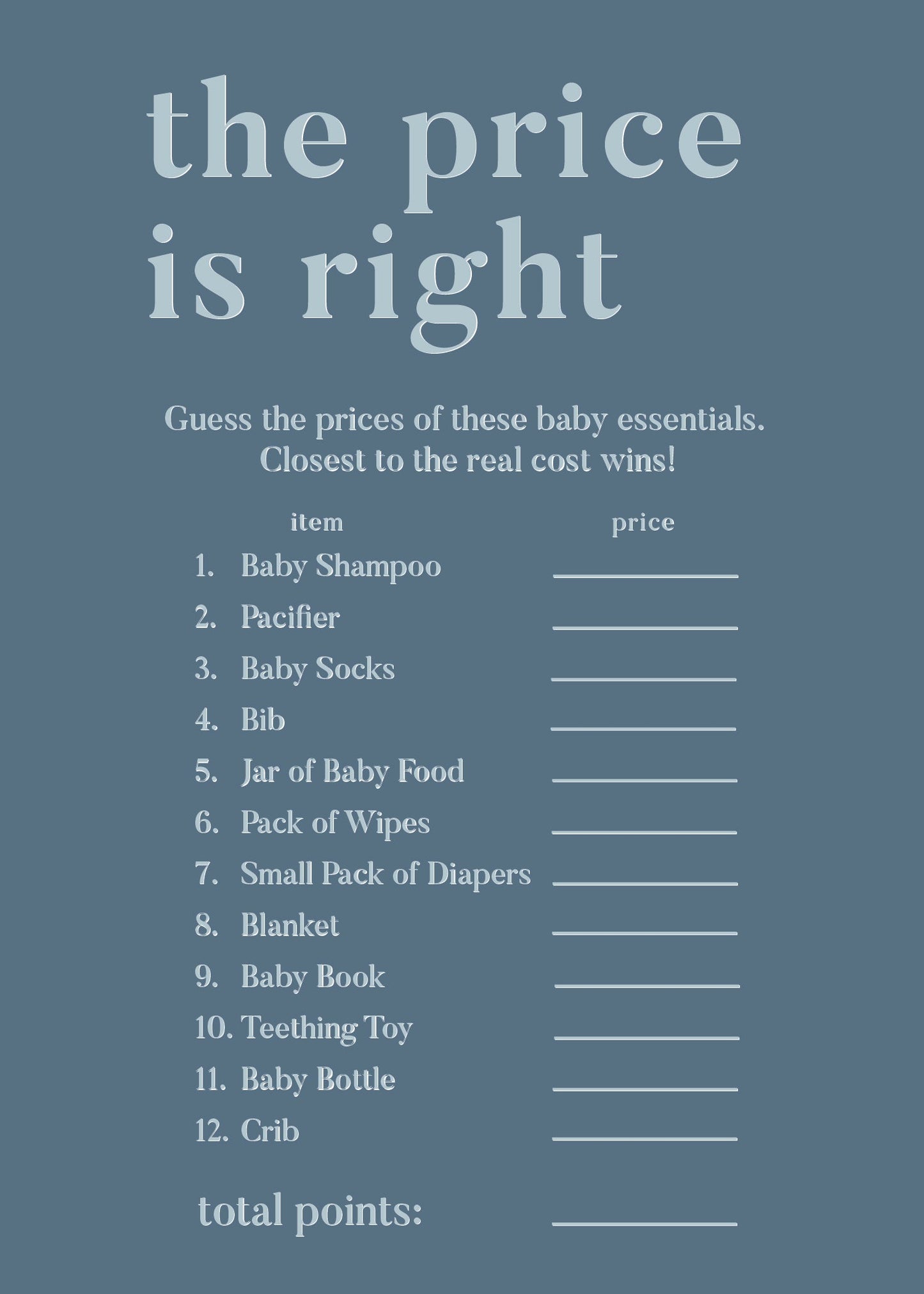 Boy Baby Shower Games - Free Baby Shower Digital Download