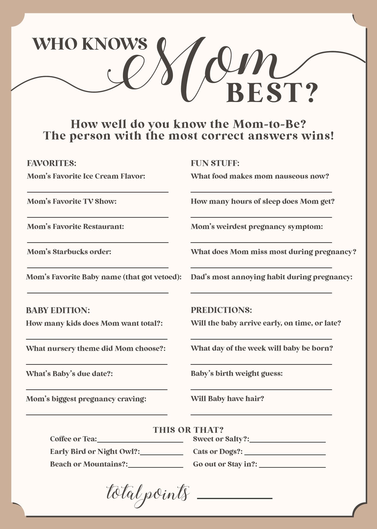 More Baby Shower Games - Free Digital Download