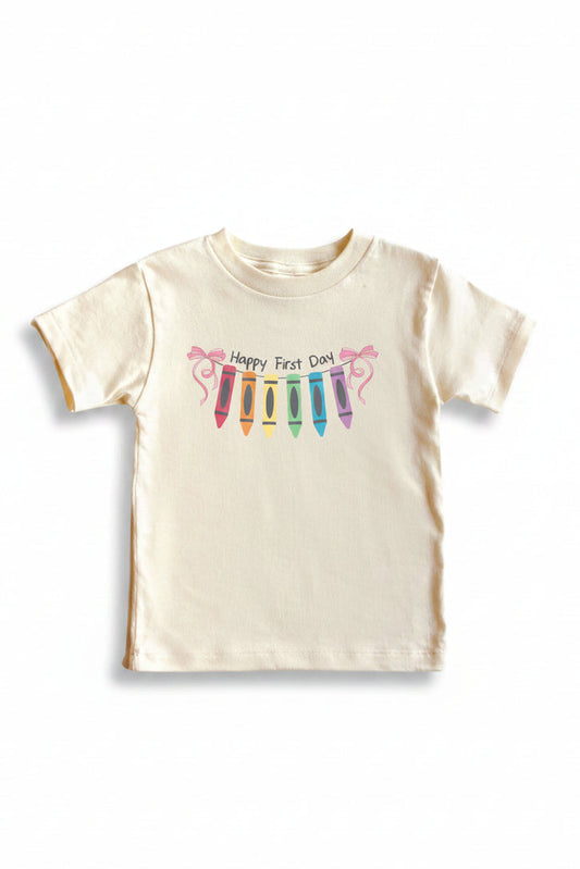 Happy First Day Kids Graphic Tee | Natural