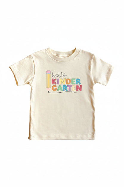 Hello New Grade Pencil Kids Graphic Tee | Natural
