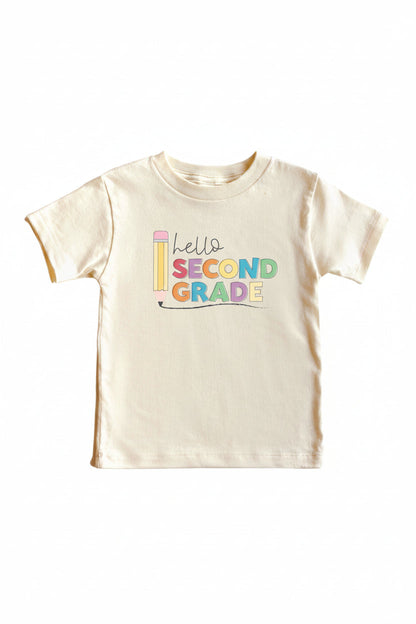 Hello New Grade Pencil Kids Graphic Tee | Natural