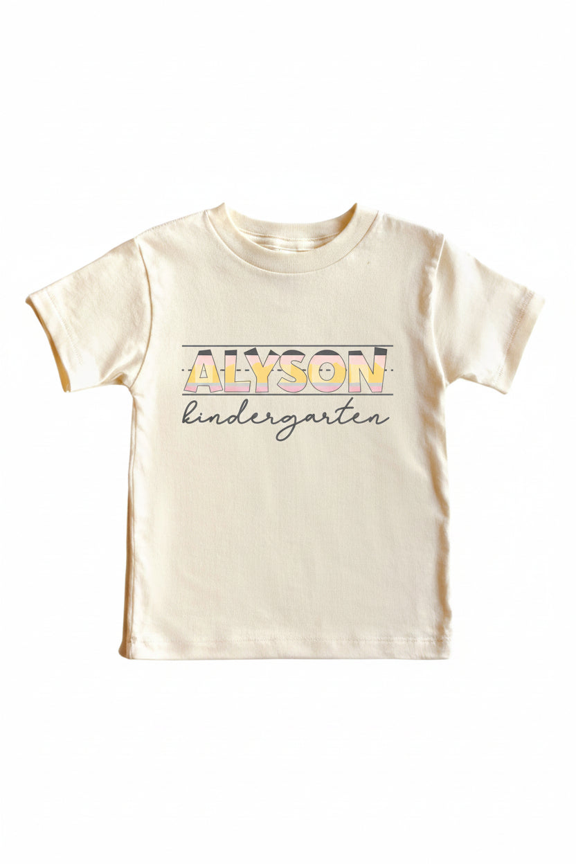 Personalized New Grade Kids Graphic Tee | Natural