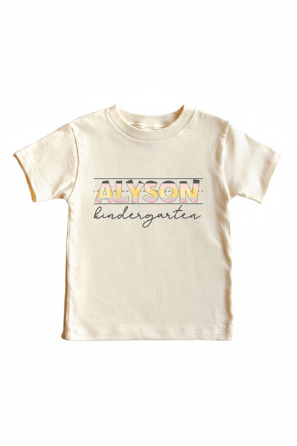 Personalized New Grade Kids Graphic Tee | Natural
