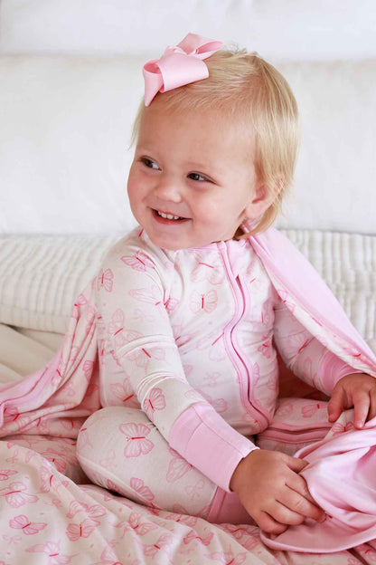 Convertible Bamboo Zip Romper | Blooming Butterflies