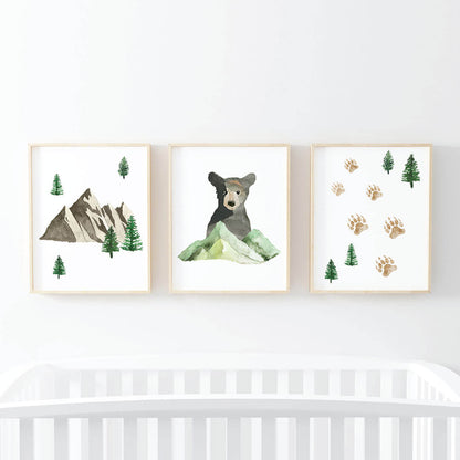 Brody's Bear & Mountain Adventure Woodland Digital Nursery Art Set