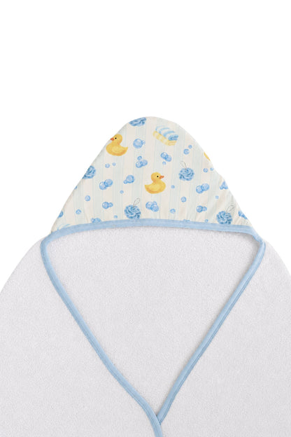Embroidered Bamboo Hooded Towel | Bubble Duckies Blue