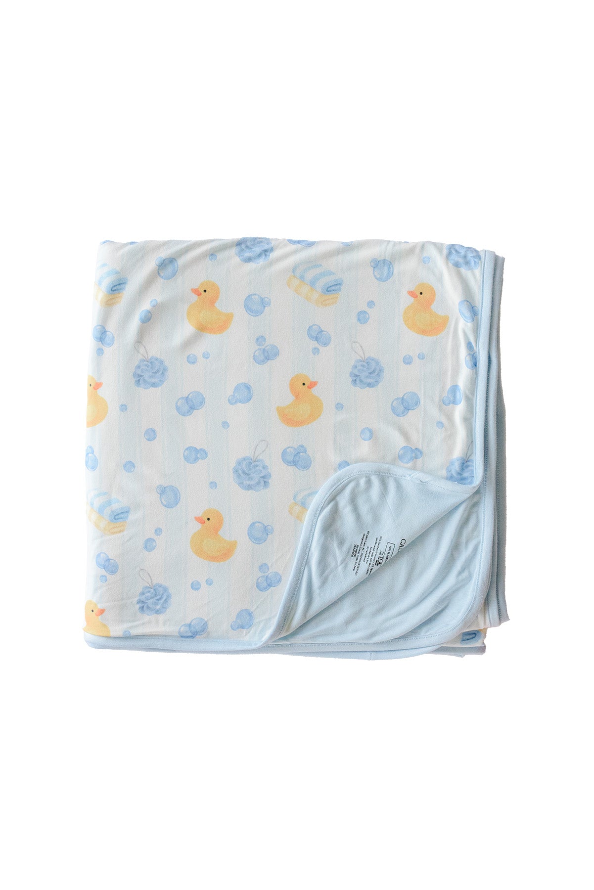 Double Sided Bamboo Blanket | Bubble Duckies Blue