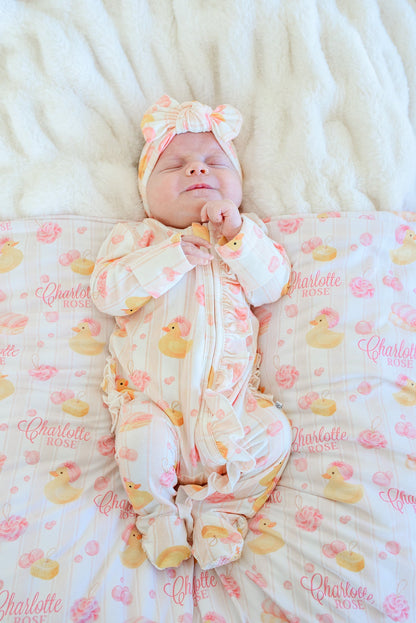 Knit Large Bow Headwrap | Bubble Duckies Pink