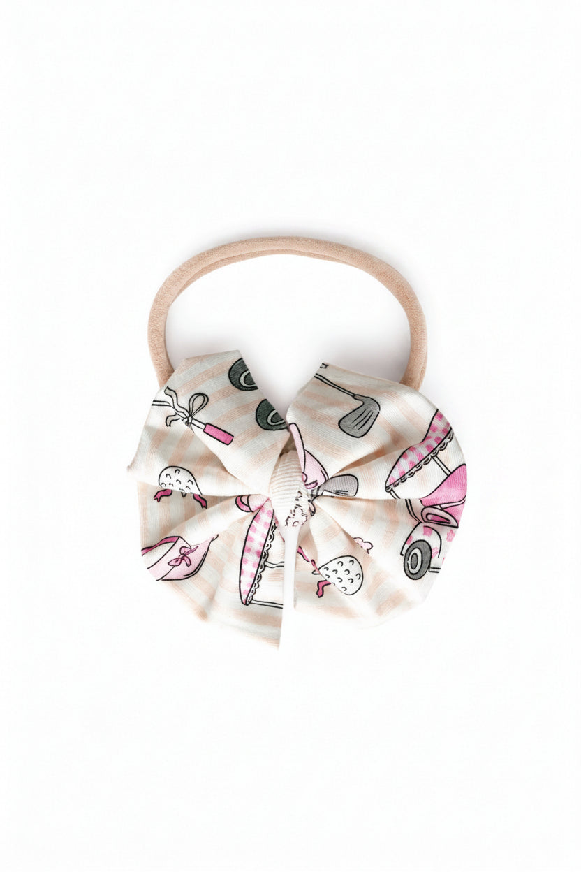 Knit Bow Headband | Caddie Crew Pink