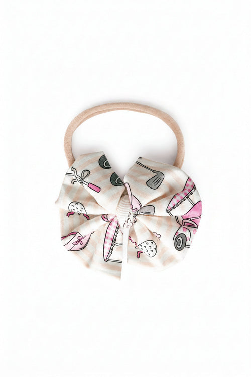 Knit Bow Headband | Caddie Crew Pink